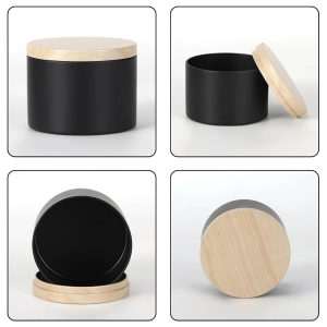 Metal Candle Tins with Wood Grain Lids